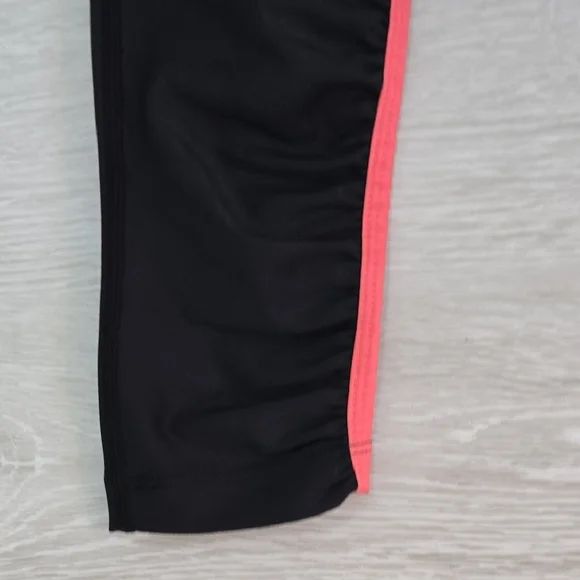 Black High-Rise Leggings with Coral Side Stripe - Picture 5 of 8